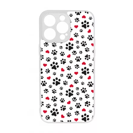 Szívecskés kutya mancs mintás iPhone 14 Pro Max tok