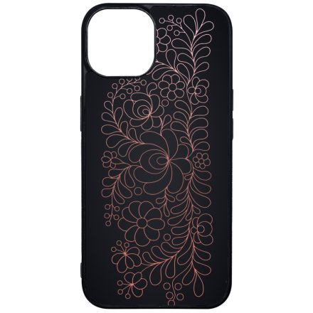 Elegáns Matyó - Rosegold magyar mintás hungarian folk iPhone 15 tok