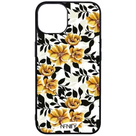 Fekete és aranysárga virágos iPhone 16 MagSafe tok