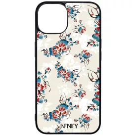 Művészi kék piros virágok iPhone 16 MagSafe tok