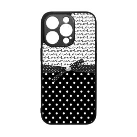 szerelem love fekete fehér pöttyös iPhone 15 Pro tok