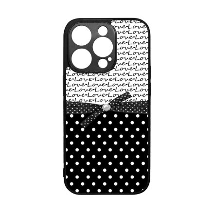 szerelem love fekete fehér pöttyös iPhone 15 Pro tok