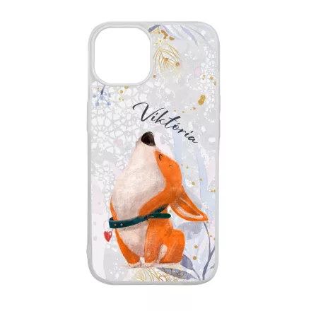 Cuki corgi kutyus - Téli mintás iPhone 15 Pro tok