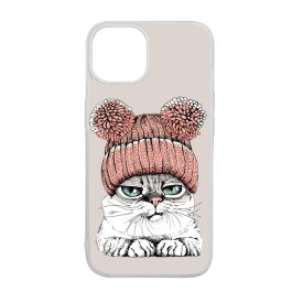 Cuki sapkás cica iPhone 15 Pro tok