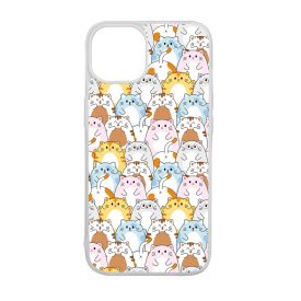 Tündéri Kawaii cica mintás iPhone 15 Pro tok