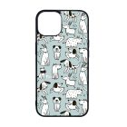 Türkiz aranyos rajzolt kutya mintás iPhone 15 Pro tok