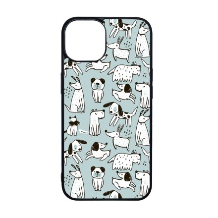 Türkiz aranyos rajzolt kutya mintás iPhone 15 Pro Magsafe tok