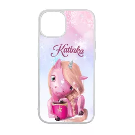 Unikornis és kávé - Téli mintás iPhone 15 Pro Max tok