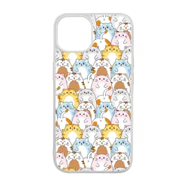 Tündéri Kawaii cica mintás iPhone 15 Pro Max tok