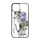 Rajzolt virágos lovas iPhone 15 Pro Max Magsafe tok