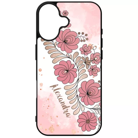 Kérd a neveddel - RoseGold Matyó magyar mintás hungarian folk iPhone 16 tok