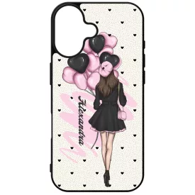 Kérd a Neveddel - Ballon Girl - Pink szerelem valentin napi iPhone 16 tok