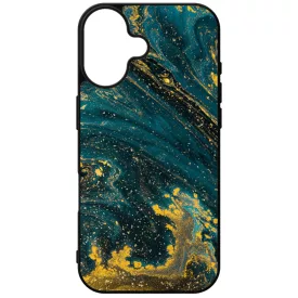 Luxury Blue Aranylo marvany iPhone 16 tok