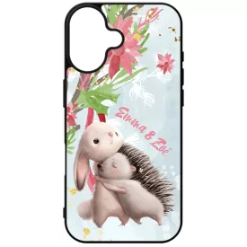 Nyuszi és Süni - Téli mintás iPhone 16 tok