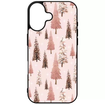Rózsaszín karácsonyi fenyőfa mintás iPhone 16 tok