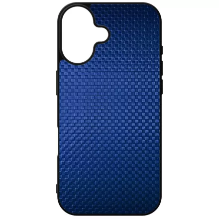 Gyönyörű kék karbon fiber mintás iPhone 16 tok