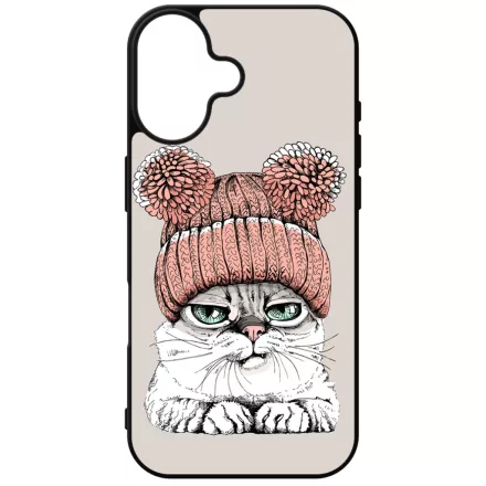 Cuki sapkás cica iPhone 16 tok