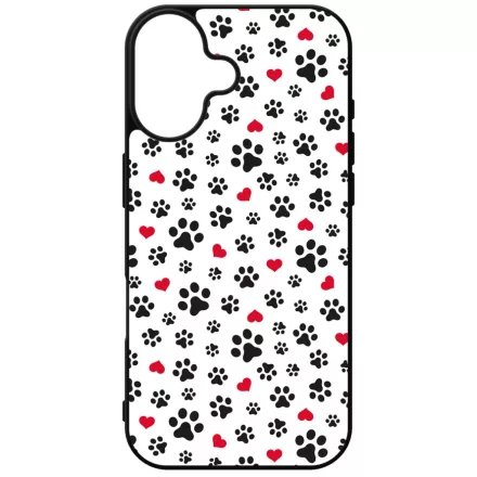 Szívecskés kutya mancs mintás iPhone 16 tok