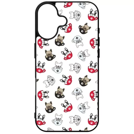 Cuki kávé és kutya mintás iPhone 16 tok