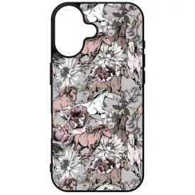 Csodaszép szürke vintage lovas mintás iPhone 16 tok