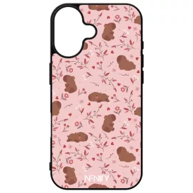 Tündéri rózsaszín virágos capybara iPhone 16 tok