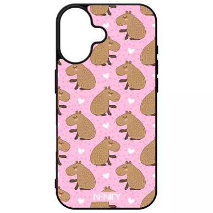 Rajzolt szívecskés capybara iPhone 16 tok