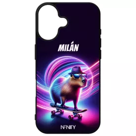 Névvel kérhető - Retro deszkás capybara iPhone 16 tok