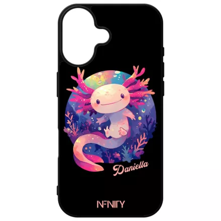 Névvel kérhető - Cuki pink kawaii Axolotl iPhone 16 tok