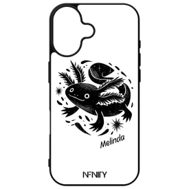 Névvel kérhető - Fekete-fehér Axolotl iPhone 16 tok