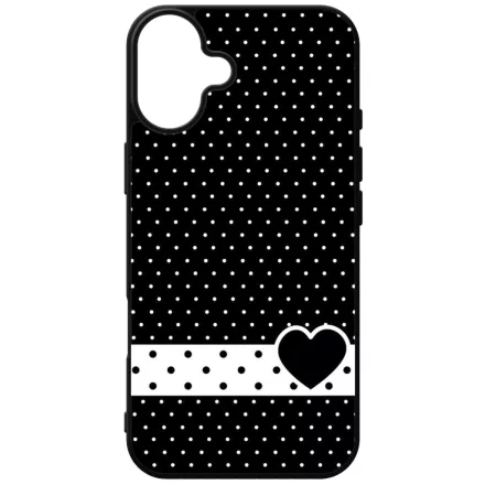 szerelem love szivecskés fekete fehér pöttyös iPhone 16 Plus Magsafe tok