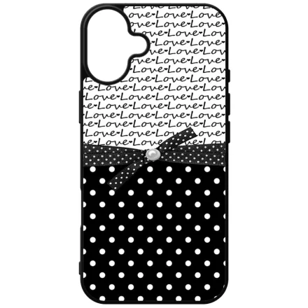 szerelem love fekete fehér pöttyös iPhone 16 Plus Magsafe tok