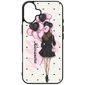 Kérd a Neveddel - Ballon Girl - Pink szerelem valentin napi iPhone 16 Plus tok