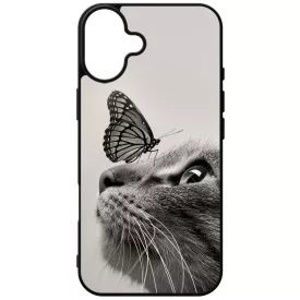 Cica és Pillangó - macskás iPhone 16 Plus tok
