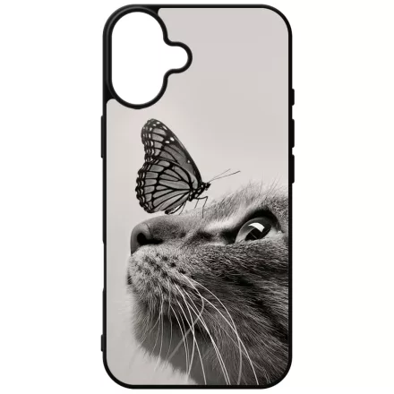 Cica és Pillangó - macskás iPhone 16 Plus tok