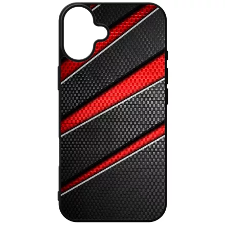 Piros fekete csíkos karbon mintás iPhone 16 Plus Magsafe tok