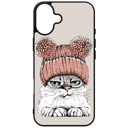 Cuki sapkás cica iPhone 16 Plus tok