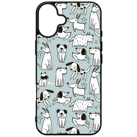 Türkiz aranyos rajzolt kutya mintás iPhone 16 Plus Magsafe tok