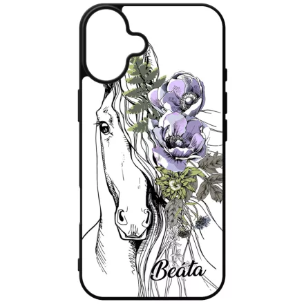 Rajzolt virágos lovas iPhone 16 Plus Magsafe tok