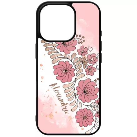 Kérd a neveddel - RoseGold Matyó magyar mintás hungarian folk iPhone 16 Pro Magsafe tok