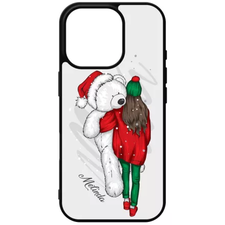 Kérd a neveddel - Lány & Maci - csajos karácsony iPhone 16 Pro Magsafe tok