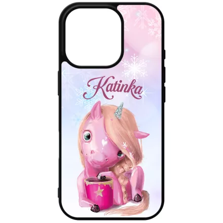 Unikornis és kávé - Téli mintás iPhone 16 Pro Magsafe tok