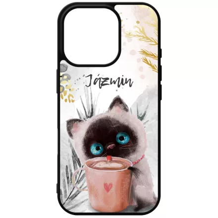 Kávézós cicus - Téli mintás iPhone 16 Pro Magsafe tok