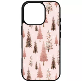 Rózsaszín karácsonyi fenyőfa mintás iPhone 16 Pro tok