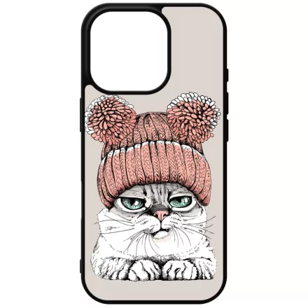 Cuki sapkás cica iPhone 16 Pro tok