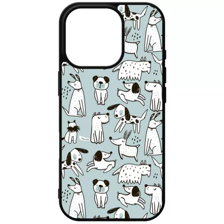 Türkiz aranyos rajzolt kutya mintás iPhone 16 Pro Magsafe tok
