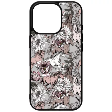 Csodaszép szürke vintage lovas mintás iPhone 16 Pro Magsafe tok