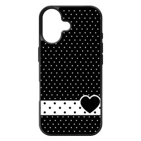 szerelem love szivecskés fekete fehér pöttyös iPhone 17 tok