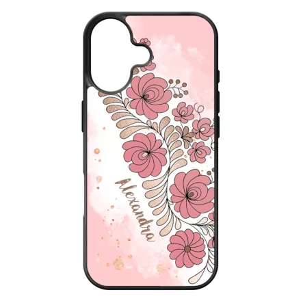 Kérd a neveddel - RoseGold Matyó magyar mintás hungarian folk iPhone 17 tok