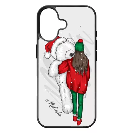 Kérd a neveddel - Lány & Maci - csajos karácsony iPhone 17 tok