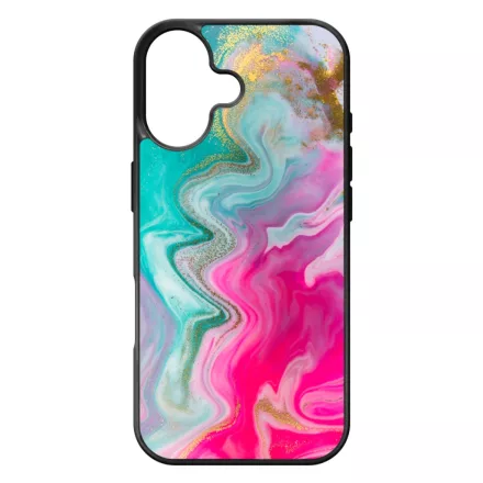 Pink gold Mixed Inks arany mintas marvanyos iPhone 17 tok